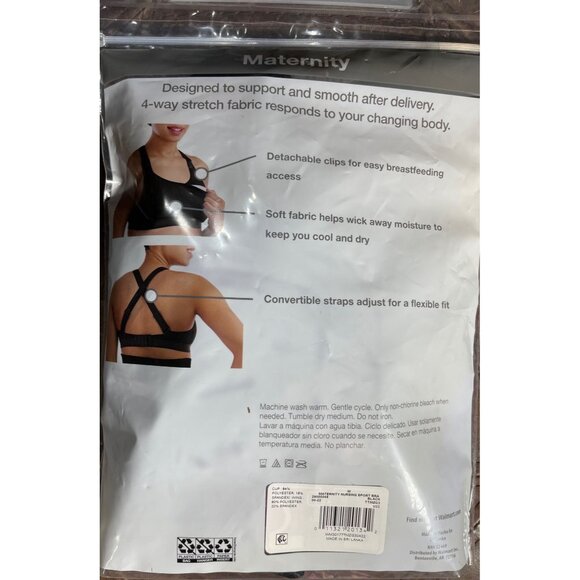 Time and Tru Nursing Sports Bra Black Cross Back Padded Size M - Picture 8 of 8
